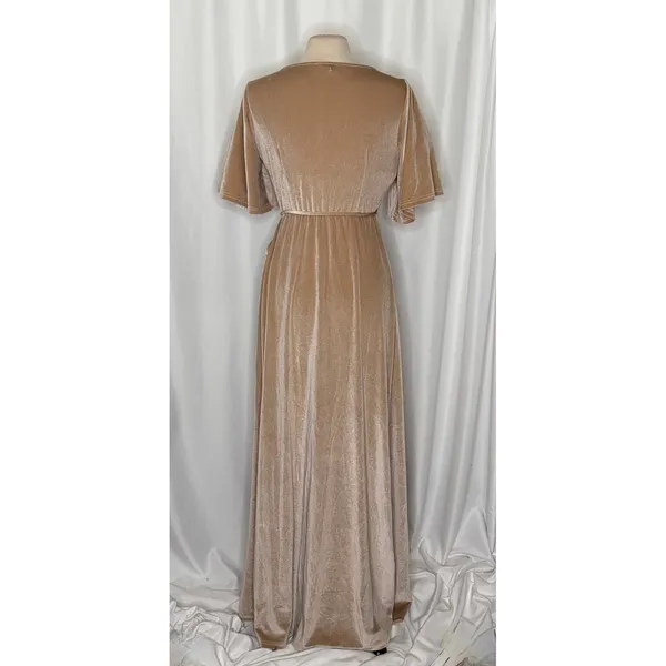BALTIC BORN Meghan Velvet Wrap Maxi Dress Champagne Holiday Party Stretch Large - Image 9