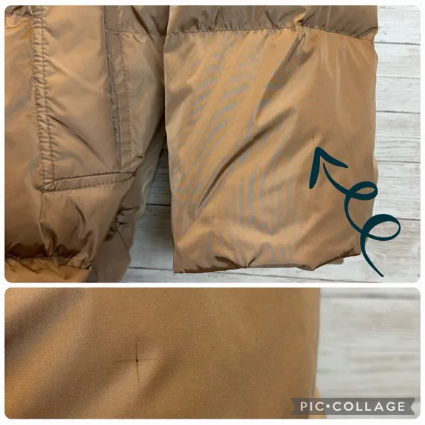 Zara Womens M Jacket Down Puffer Bronze‎ Brown Hooded Oversized Long EUC Pockets - Image 7