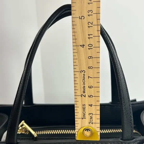 Karl Lagerfeld Paris Black Leather Graffiti Tote Bag‎ Crossbody Strap - Image 12