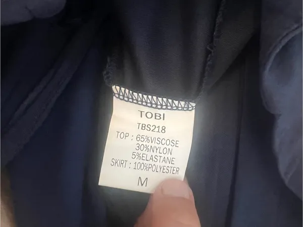 Tobi Navy Strapless Deep V Flowy Jumpsuit - size M - Image 5