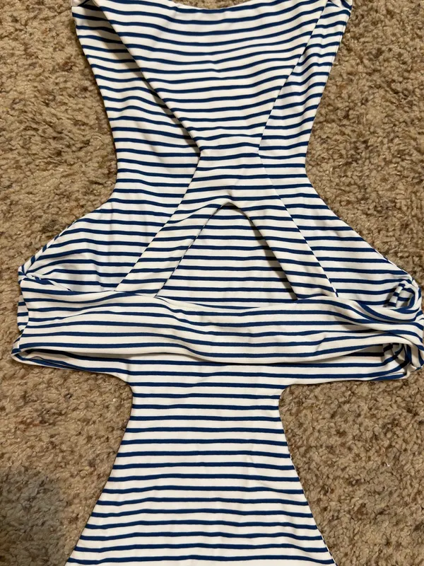 Mikoh Navy and White Striped Women’s One-Piece Bikini Small - Image 3