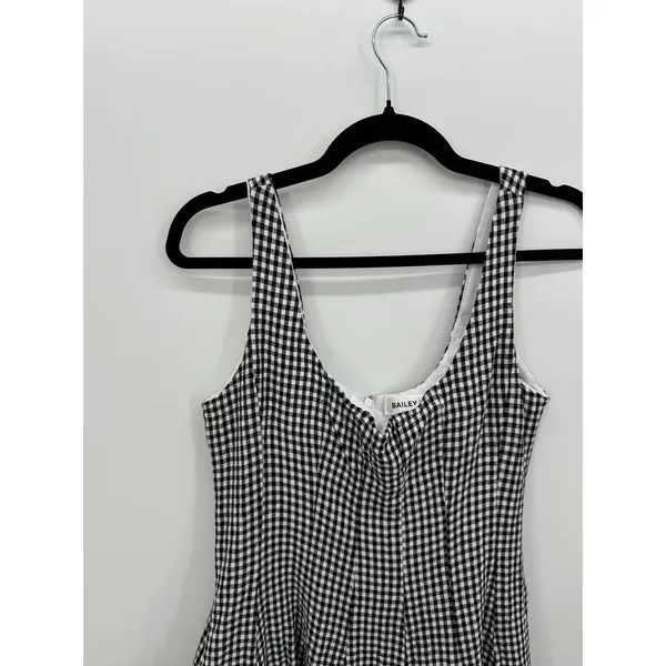 Bailey 44 Gingham Linen Blend Mini Dress Pockets Size 10 Picnic Coquette - Image 5
