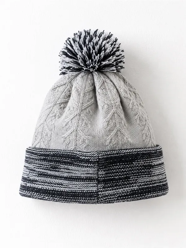 New Era Women’s Boston Red Sox Snow Crown Redux Knit Pom Beanie Hat Gray Black - Image 13