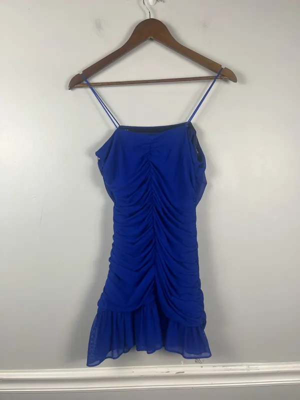 Amanda Uprichard Kiana Mini strapless Dress blue size medium - Image 8