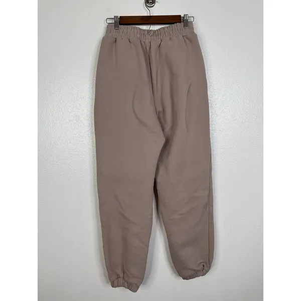 Comfrt Taupe Fleece Jogger Sweatpants Elastic Waist High Rise Medium - Image 2