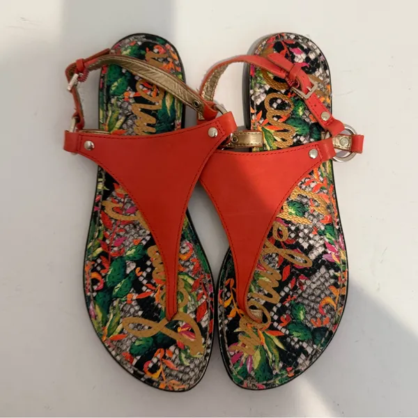 Sam Edelman Greta Orange Thong Slingback Sandals Size 8 - Image 3