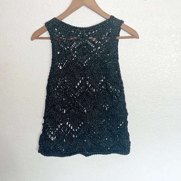 Express Y2K Black Crochet Tank Top Vest Top - Image 5