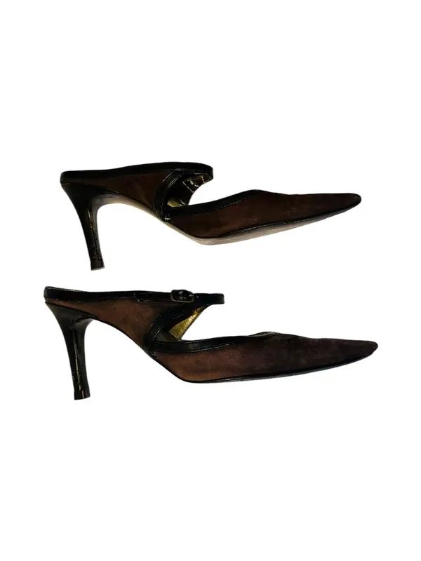 Nine West Brown Suede Slings with Buckle Detail - Image 3