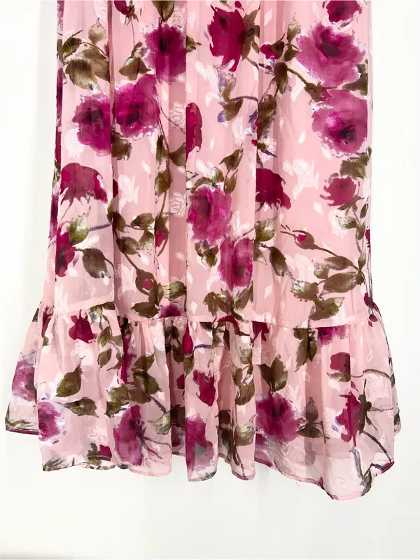 Lulu’s Pink Floral Tie-Shoulder Midi Dress - Image 9
