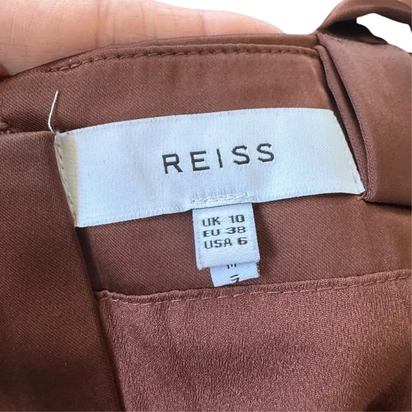 Reiss Madeleine Structured Dress Chocolate Brown - Image 5