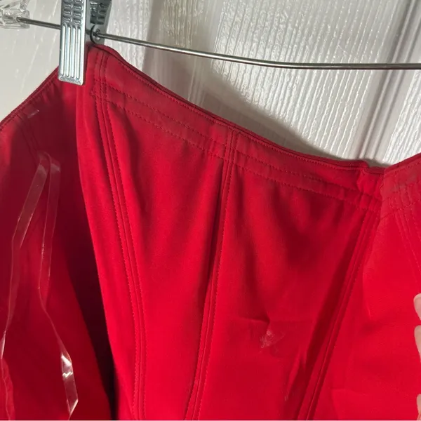 House of CB Persephone Scarlet Strapless Corset Maxi Dress M - Image 11