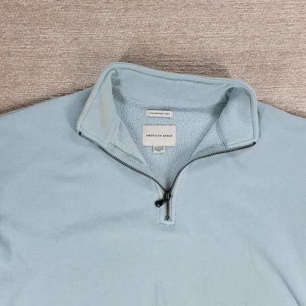 American Eagle Ahh Mazingly Soft Hoodie XS Blue Cropped Fleece Quarter Zip - Image 5