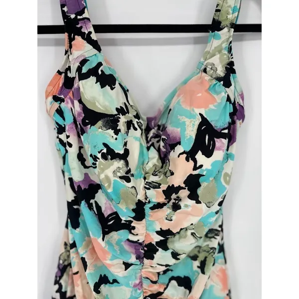 VTG Maxine Of Hollywood 14 Retro Inspired Floral One Piece Bathing‎ Suit Pinup - Image 3