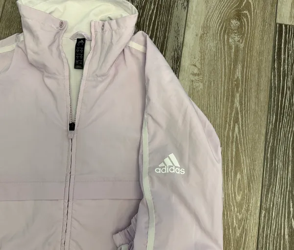 Adidas Sz M Lilac Purple Jacket Windbreaker W White Stripes & Logo - Image 7