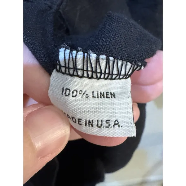 Brynn Walker 100% Linen Popover Lagenlook Blouse Top Size Small Black - Image 6