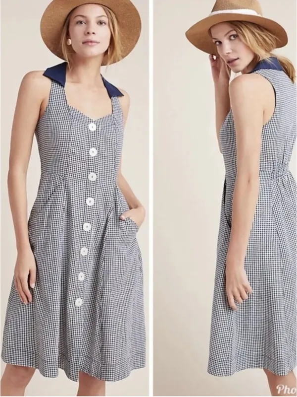 Anthropologie Camelia Gingham Dress Women’s Size 4 - Image 2