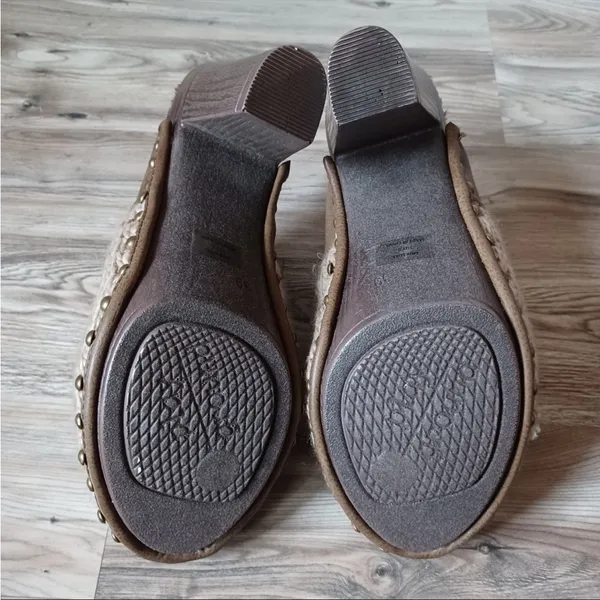 Tan mule knit Mul Luks 3 inch block heel brown 6.5 - Image 5