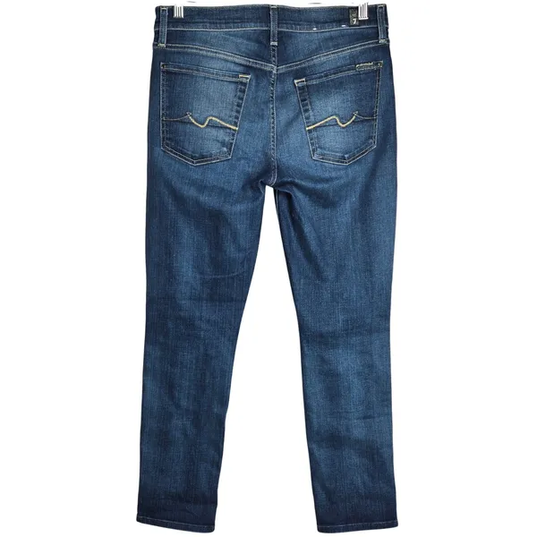 7 For All Mankind Josefina Skinny‎ Boyfriend Jeans Distressed Button Fly Size 27 - Image 2