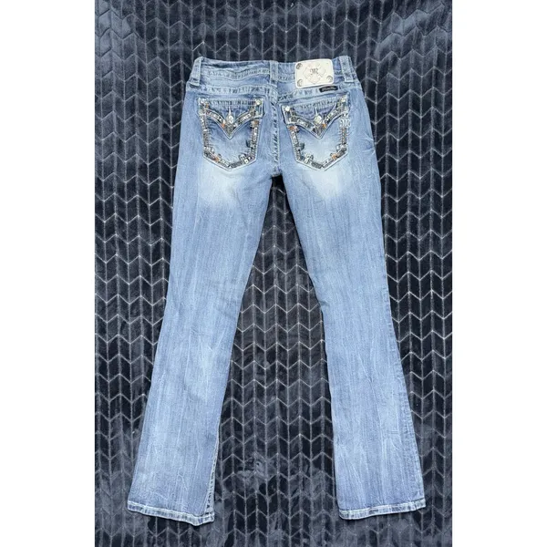 Miss Me Womens Bootcut Jeans Medium Wash Embroidered Mid Rise Sz 27 - Image 5