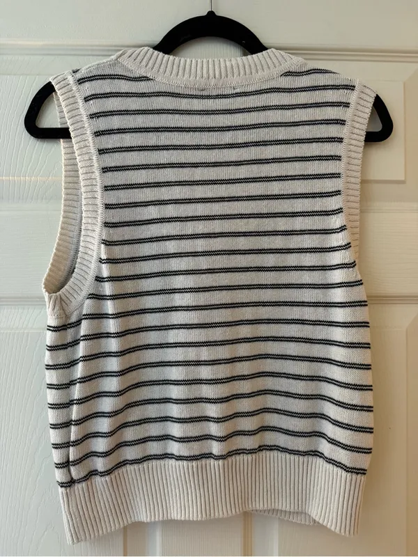 GAP Striped V-Neck Button Sweater Vest - Image 5