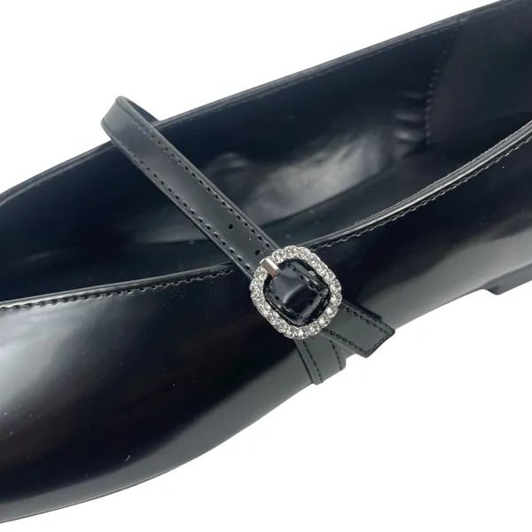 Mango Jewel Strap Glossy Mary Jane Ballet Flats Black Women Size 39/ 8.5 - Image 11