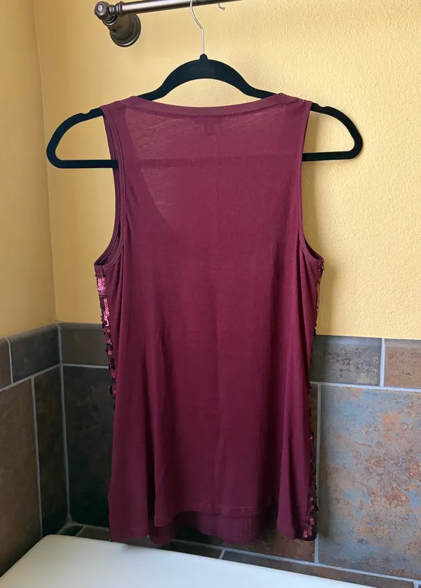 Express Burgundy Sequin Tank Top - Image 5