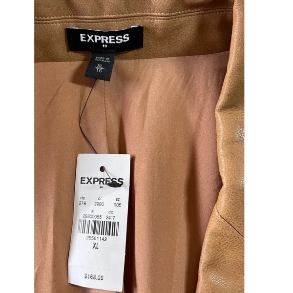 Express Camel Faux Leather Blazer Jacket Plus Size XL NWT Autumn Fall Staple - Image 6