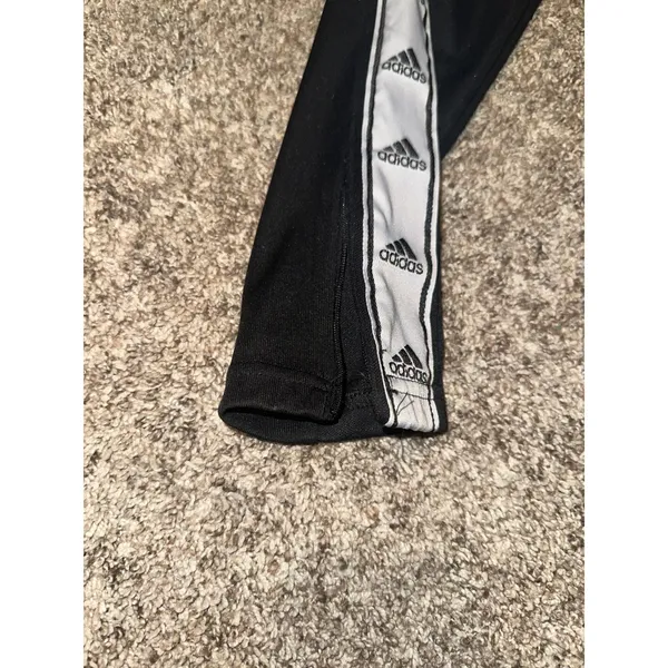 Adidas Womens Black White Logo Tape Ankle Zip Tapered Track Pants XS - Image 3