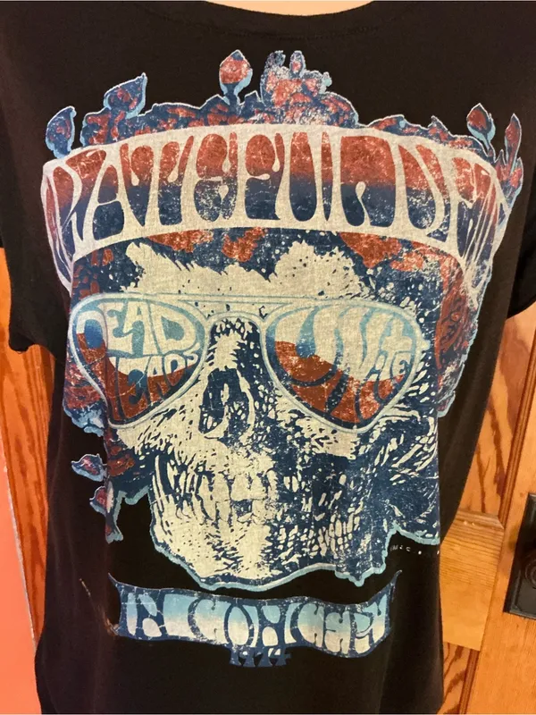 Junk Food Grateful Dead In Concert 1974 Skull Graphic Tee Slouchy Distressed - Image 10
