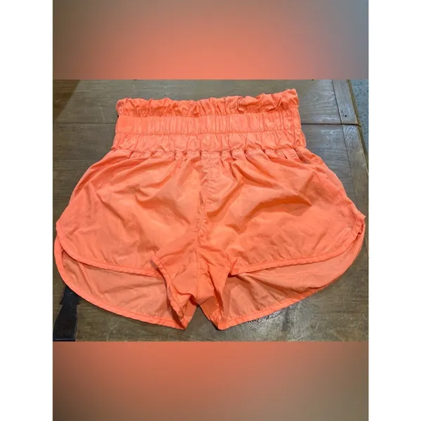 FP Free People Movement Neon Coral High Rise Shorts Lined Size Small - Image 3