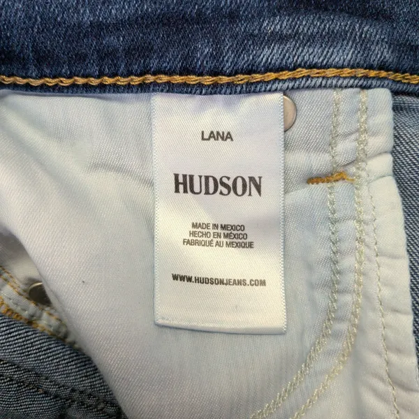 Hudson Lana Boyfriend Mid Rise Straight Leg Distressed Jeans Dark Wash‎ Size 25 - Image 7