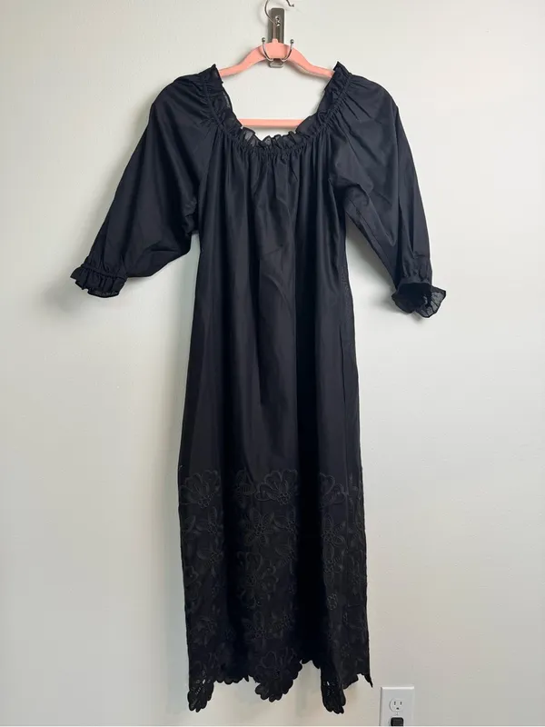 kate spade Black Midi Peasant Dress with Lace Trim - Image 8