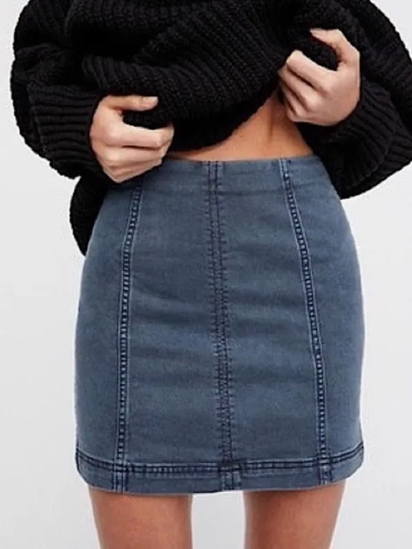 Free People Modern Femme Mini Skirt in Westminster Blue - Image 4