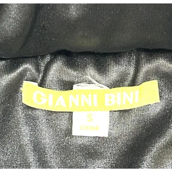 Gianni Bini Puffer Vest‎ Women's Faux Leather Hooded Black Gorpcore Size Small - Image 7