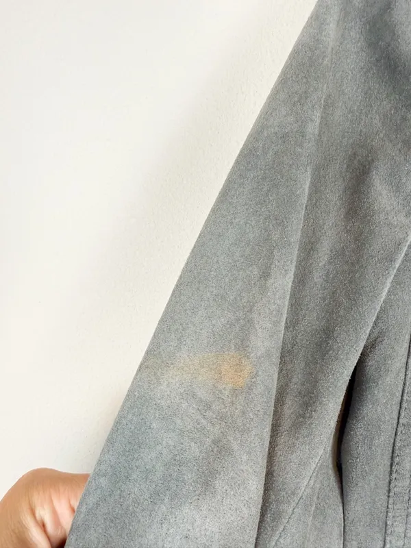 Doma Gray Suede Moto Jacket Size Small - Image 15