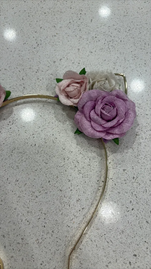 Floral cat ears headband Purple Size undefined - Image 3