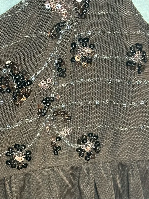 Mixed Threads Los Angeles XL Brown Sequin Embellished Sheer Babydoll Cami TopNWT - Image 6