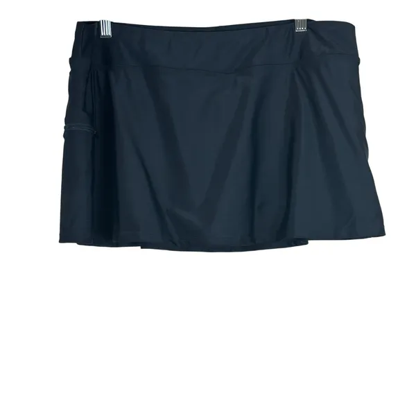 NWT Sweet Escape Swim Skirt Solid Black Full Coverage Zipper Pocket Size 14 - Image 2