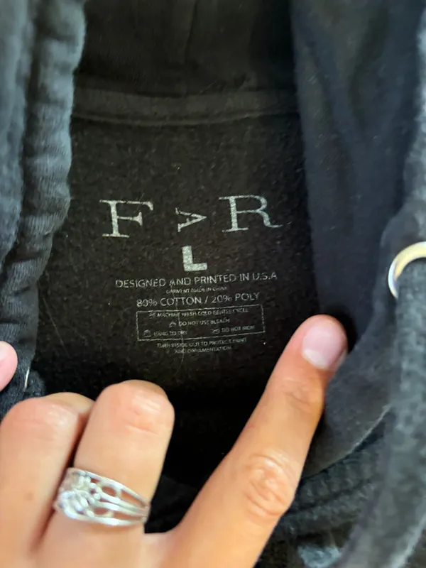 F>R Black Hoodie Size L - Image 4