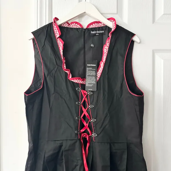 Scarlet Darkness NWT Black Red Cotton Corset Lace Up Gingham Trim Dress 2XL - Image 2