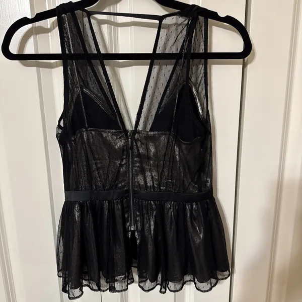 Express Deep V-Neck Metallic Mesh Tank NW Size 0 New Years Eve‎ Holidays - Image 2