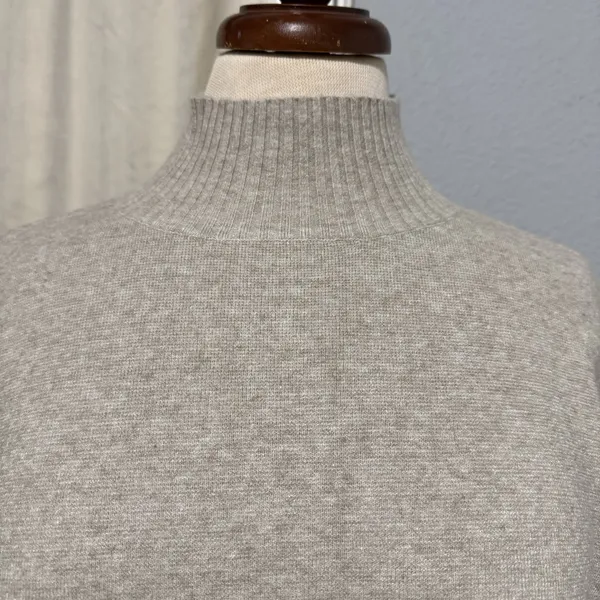 Cyrus Mock Neck Pullover Knit Strechy Sweater Dolman Sleeve‎ Women Small Beige - Image 2