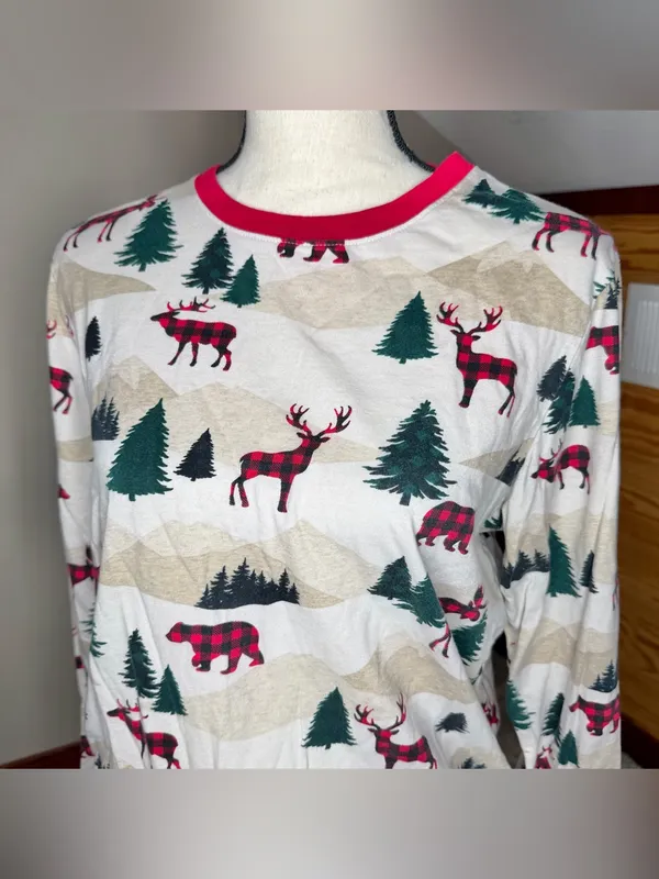 PJ Place Family Matching Pajama Set Bunny’s Tail Medium M Shirt Pants Christmas - Image 3