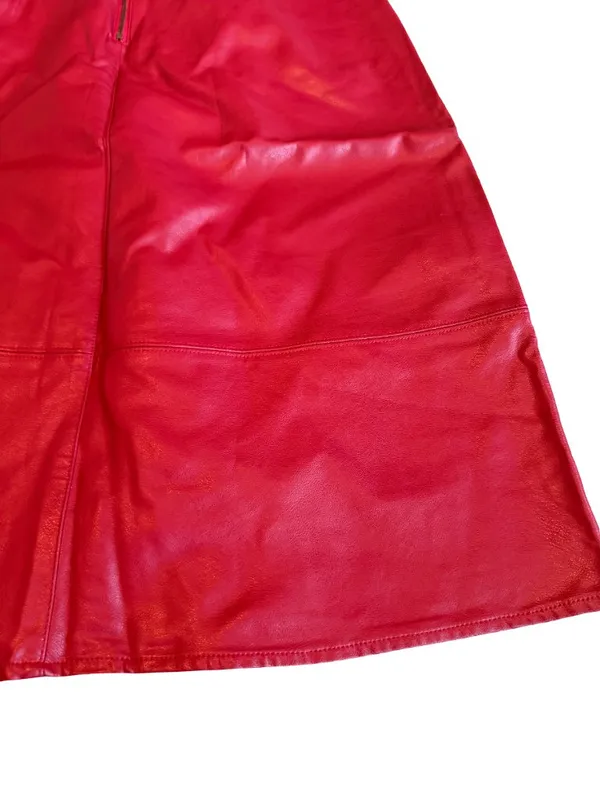 Eri + Ali Red Faux Leather Skirt Vegan Party Bold Cocktail Size 6 Women's - Image 11
