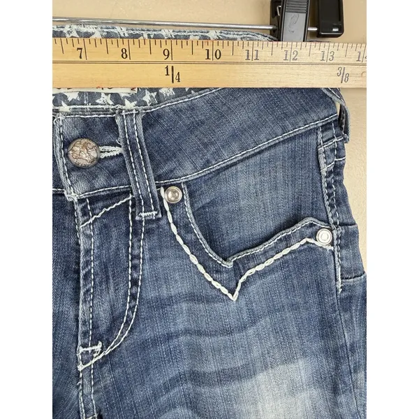 ARIAT R.E.A.L. Skinny Jeans Women’s 26R Low Rise Denim Frayed Hem Blue - Image 7