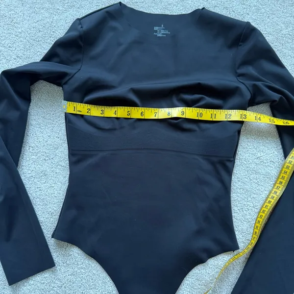Black Slim Fit Bodysuit One Piece Long Sleeve Seamless Top Tee T-Shirt Blouse - Image 10