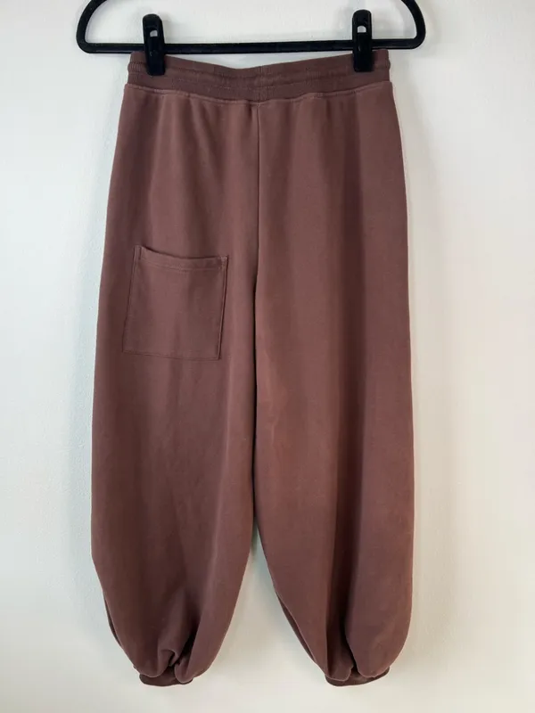 Nap Balloon Hem Barrel Joggers Sweatpants Brown Drawstring Neutral Loungewear Sm - Image 6