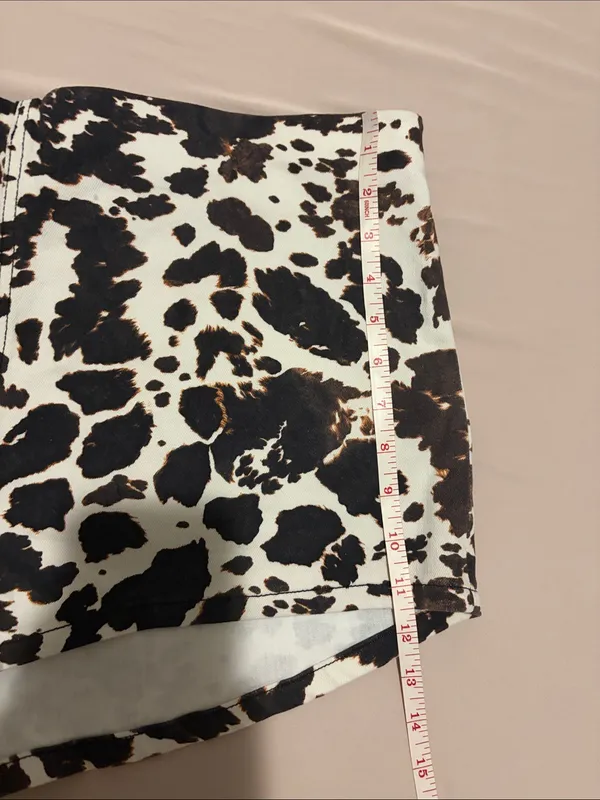 Show Me Your Mumu El Paso Shorts Cow Print Pull On Stretch Denim Shorts XXL - Image 11