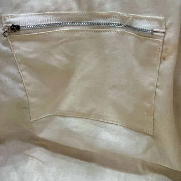Medium Straw Bag with Wood Button Closure and Two Straps - Image 8