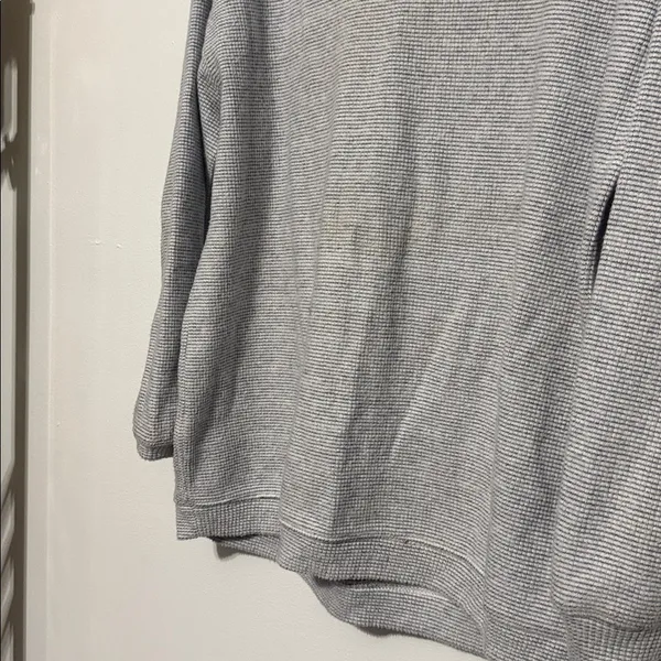 Aerie Gray White Waffeknit Oversized Crewneck Pullover Sweatshirt - Image 5